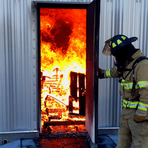 Burn room door, fire training towers, WHP, 2025