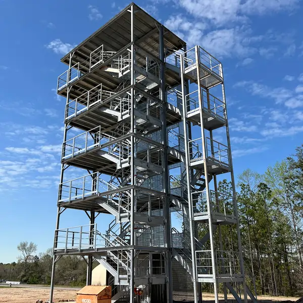 Auburn, AL stair tower Sourcewell installation, WHP Trainingtowers